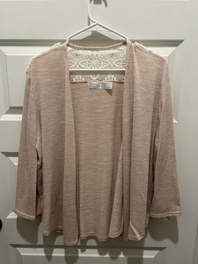 Time and Tru Open Front Shrug in Blush